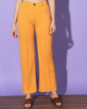 single-pleat flat-front trousers