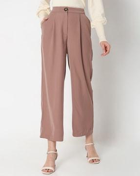 single-pleat high-rise wide leg pants