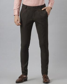 single-pleat mid-rise trousers