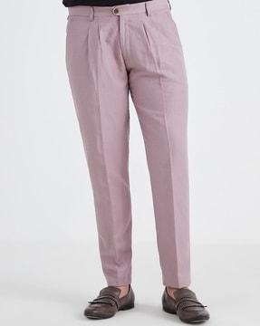 single-pleat straight fit trousers