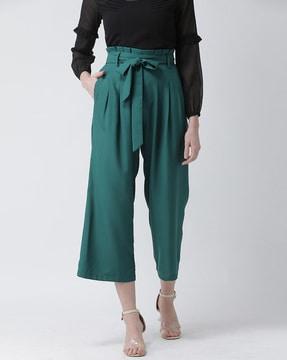 single-pleat trousers with waist tie-up