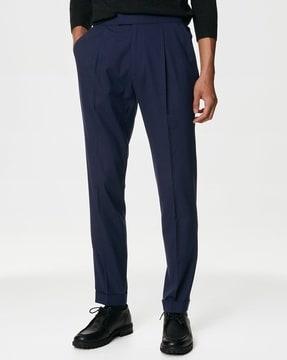single-pleated regular fit trousers