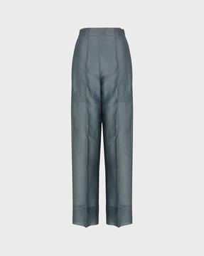 single-pleated blended relaxed fit trousers