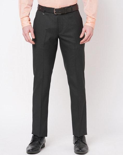 single-pleated flat-front trousers