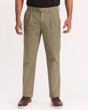 single-pleated insert pockets trousers