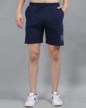 single-pleated knit shorts with elasticated drawstring waist
