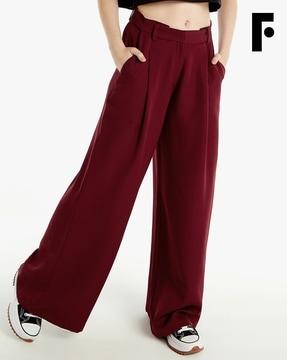 single-pleated low-rise wide leg trousers