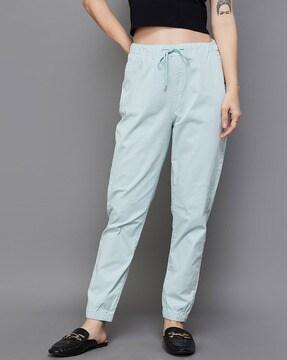 single-pleated pants with elasticated drawstring waist