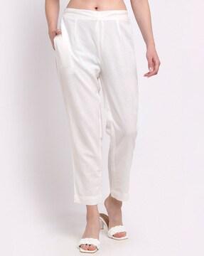 single-pleated pants with semi-elasticated waist