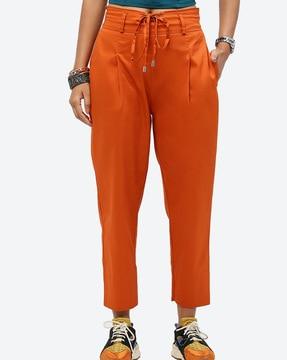 single-pleated straight fit pants