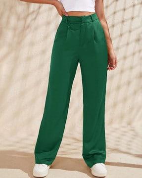 single pleated straight fit trousers