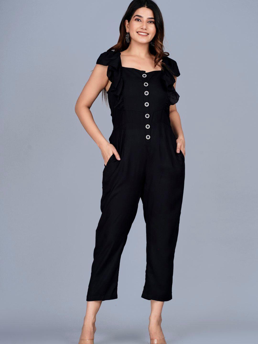 sipet square neck ruffles basic jumpsuit