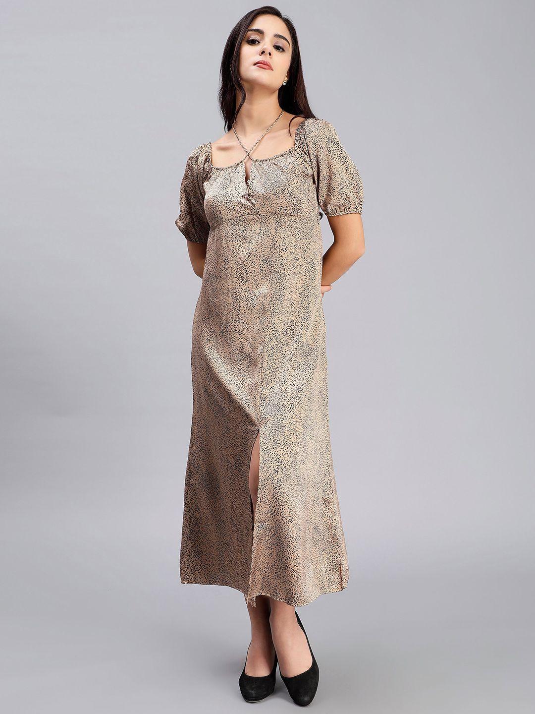 sipsew animal printed tie-ups flared maxi dress