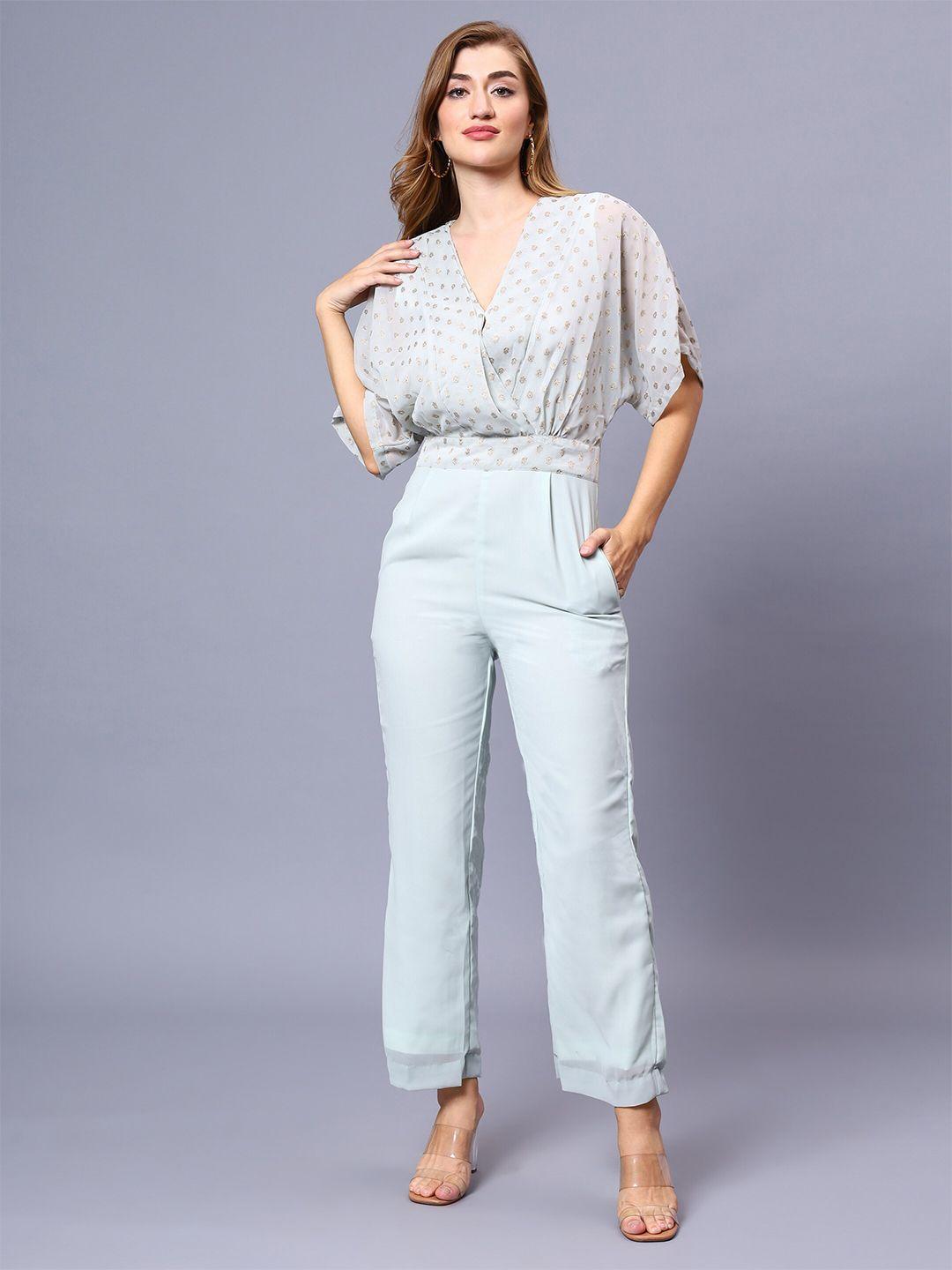 sipsew sea green & gold-toned basic jumpsuit