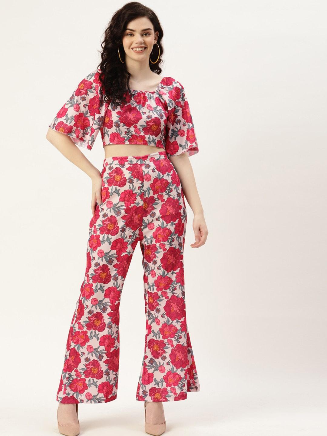 sirikit floral printed square neck top with trousers