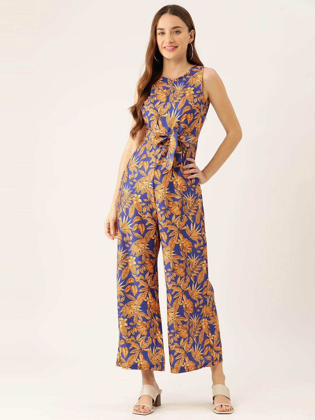 sirikit floral printed sleeveless basic jumpsuit