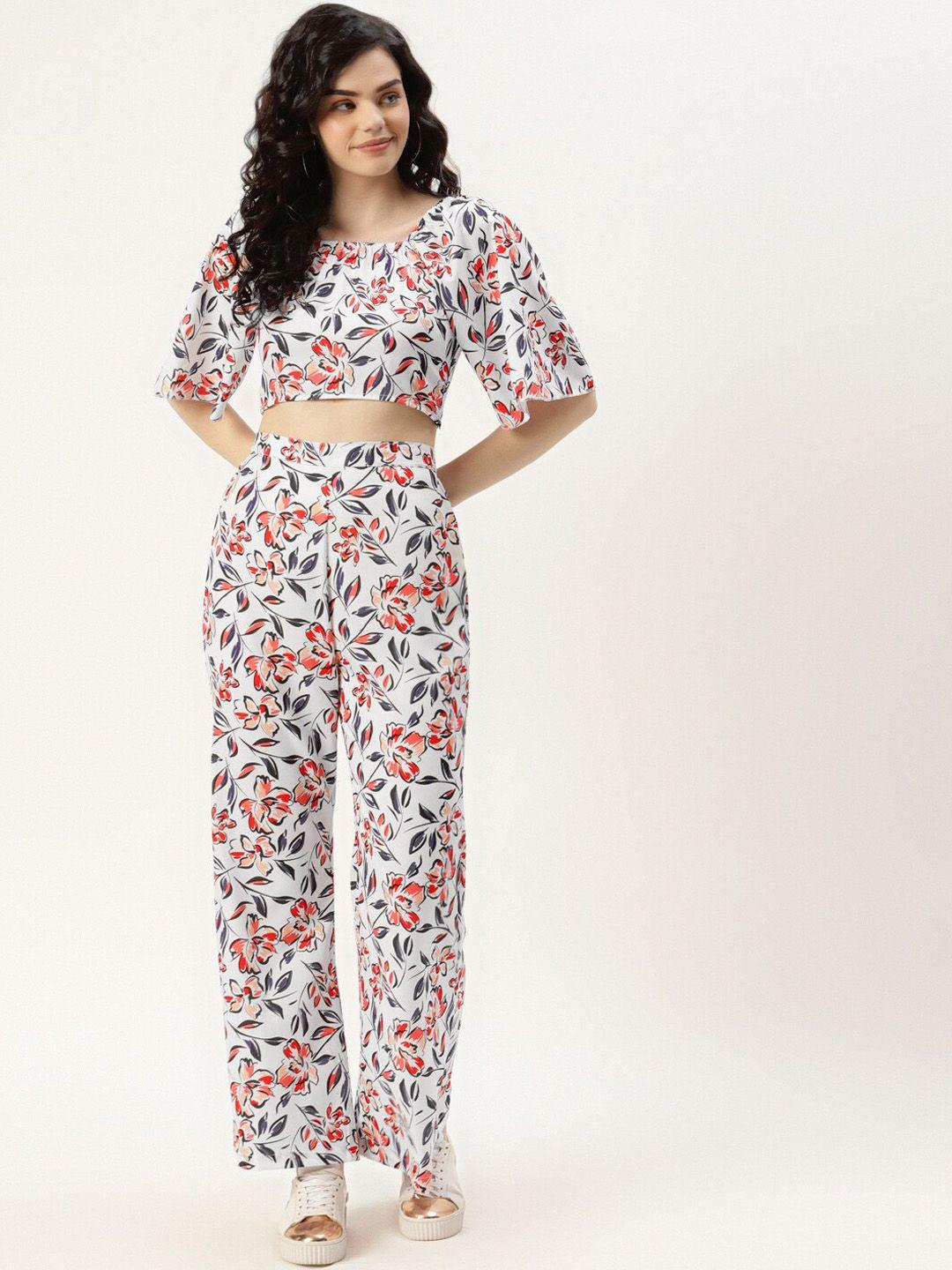 sirikit floral printed square neck top with trousers