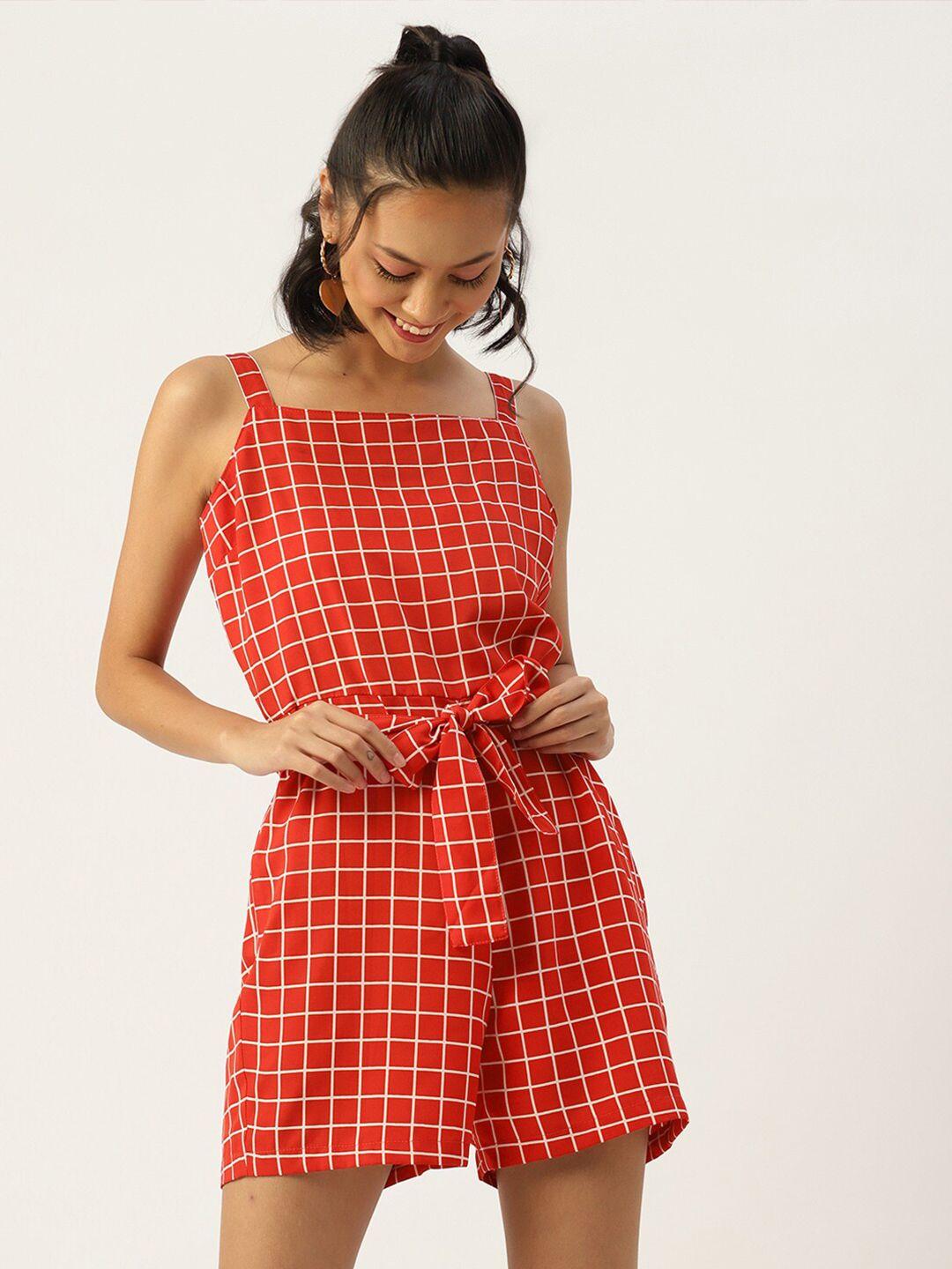 sirikit red & white checked jumpsuit