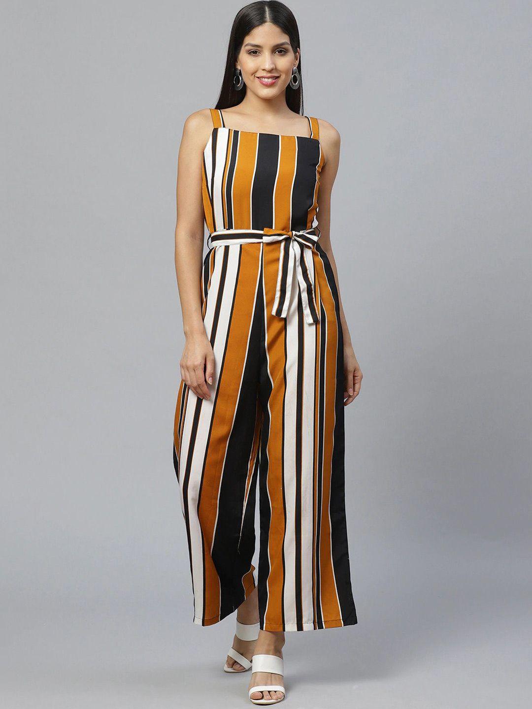 sirikit striped shoulder straps basic jumpsuit