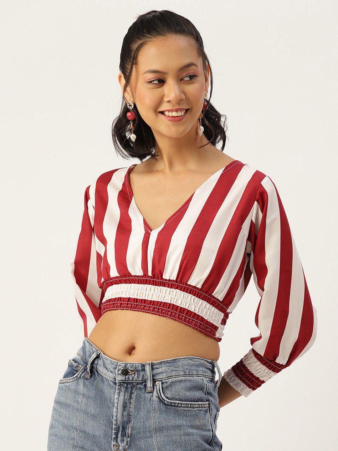 sirikit striped smocked crepe bralette crop top