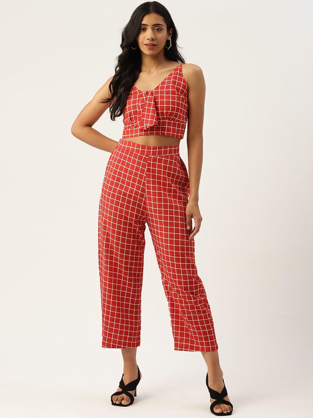 sirikit women checked crop top & trousers