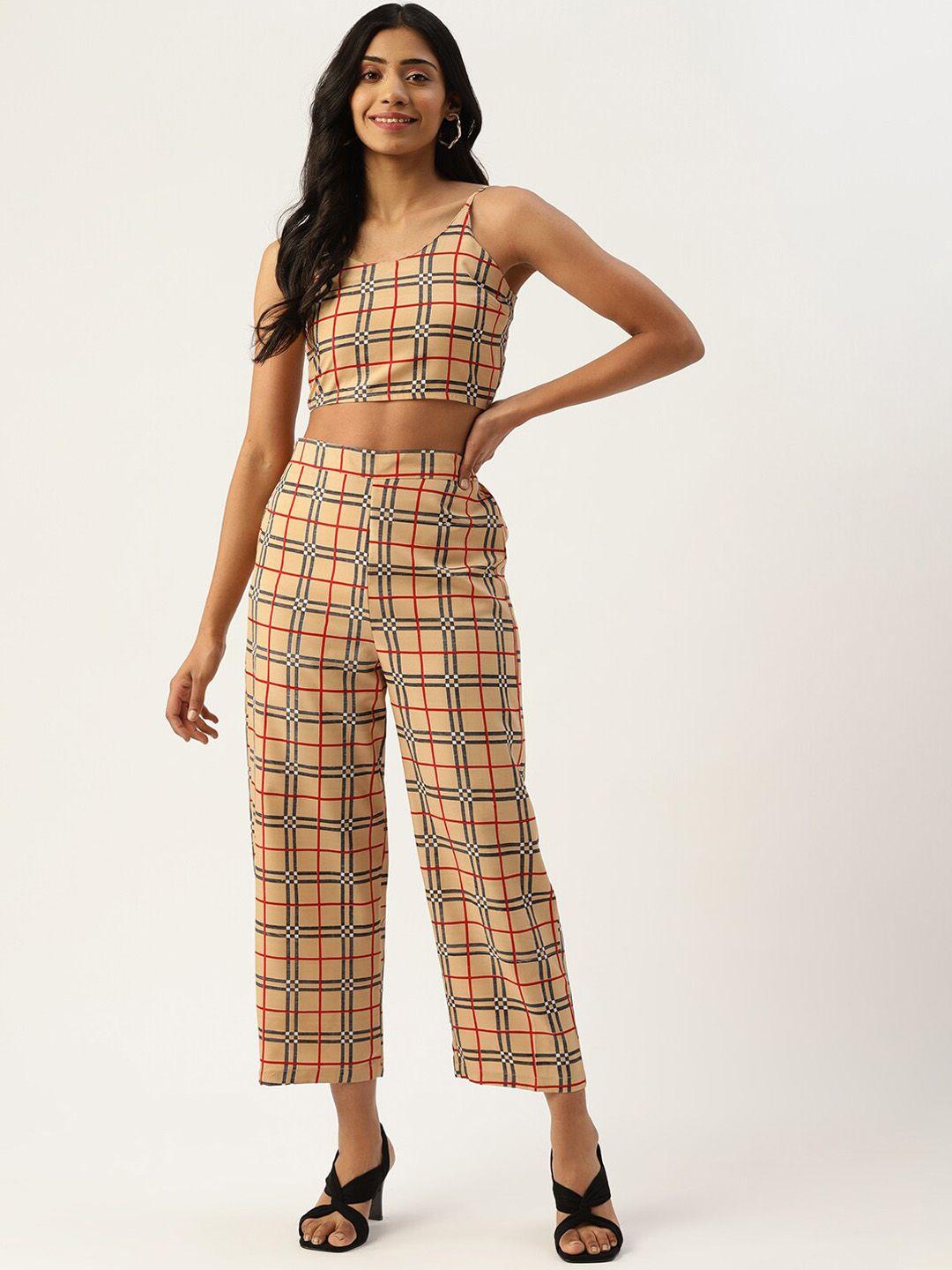 sirikit women checked crop top with palazzo