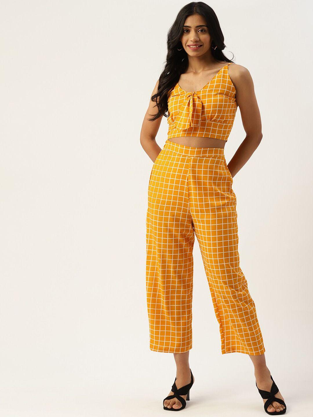 sirikit women checked cropped top & trousers