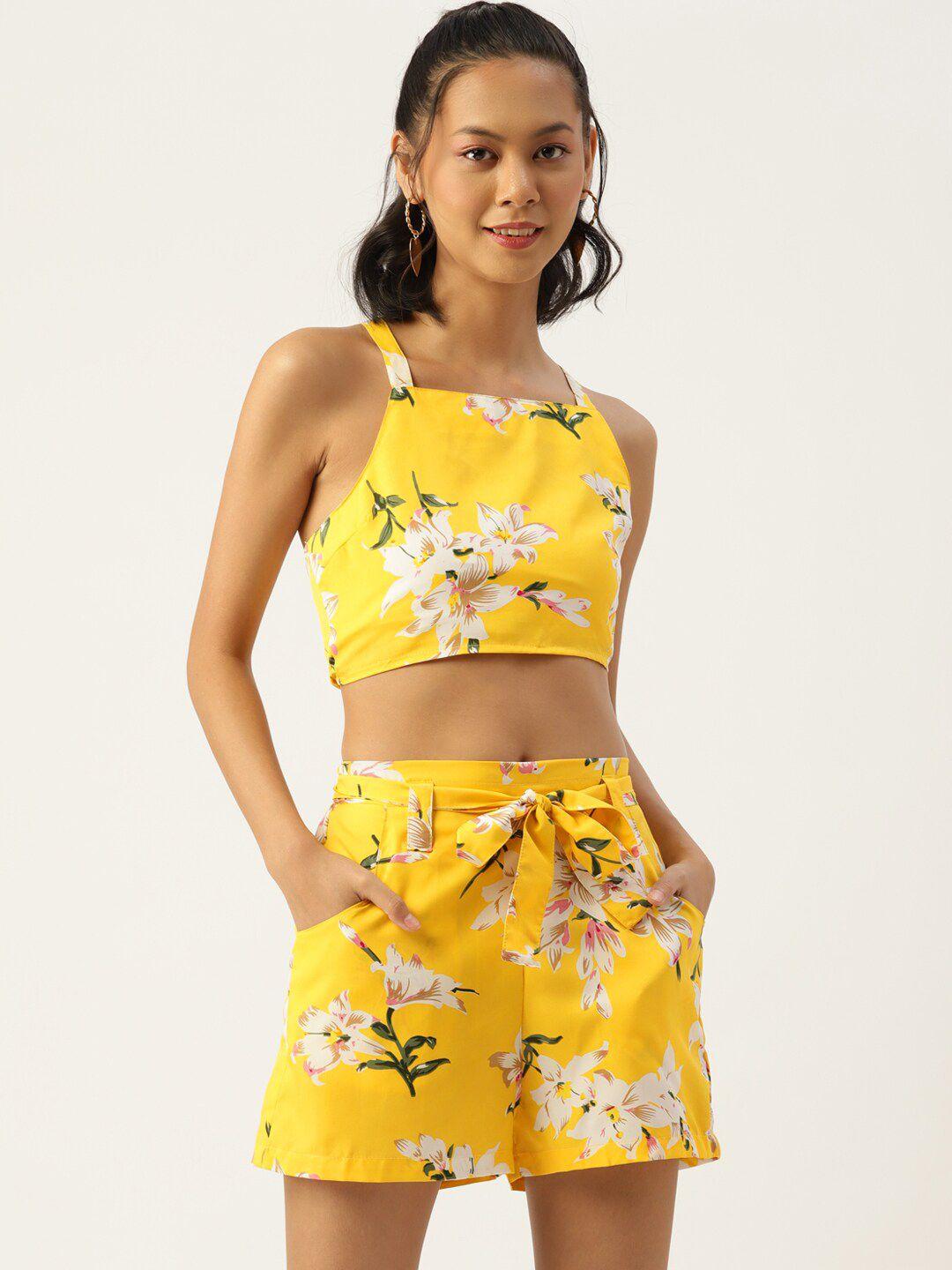 sirikit women floral printed crop top with shorts
