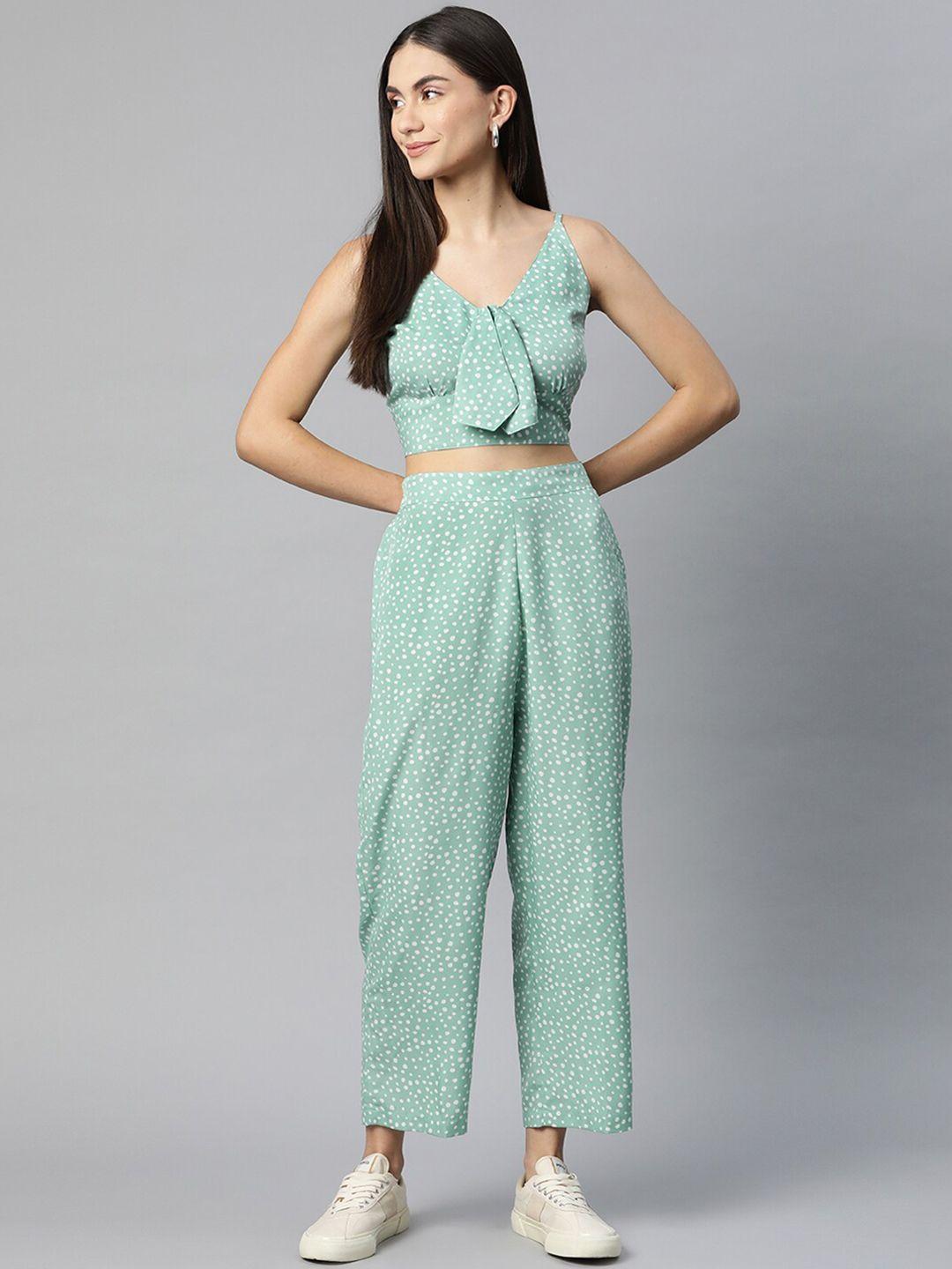 sirikit women printed crop top with trouser co-ords