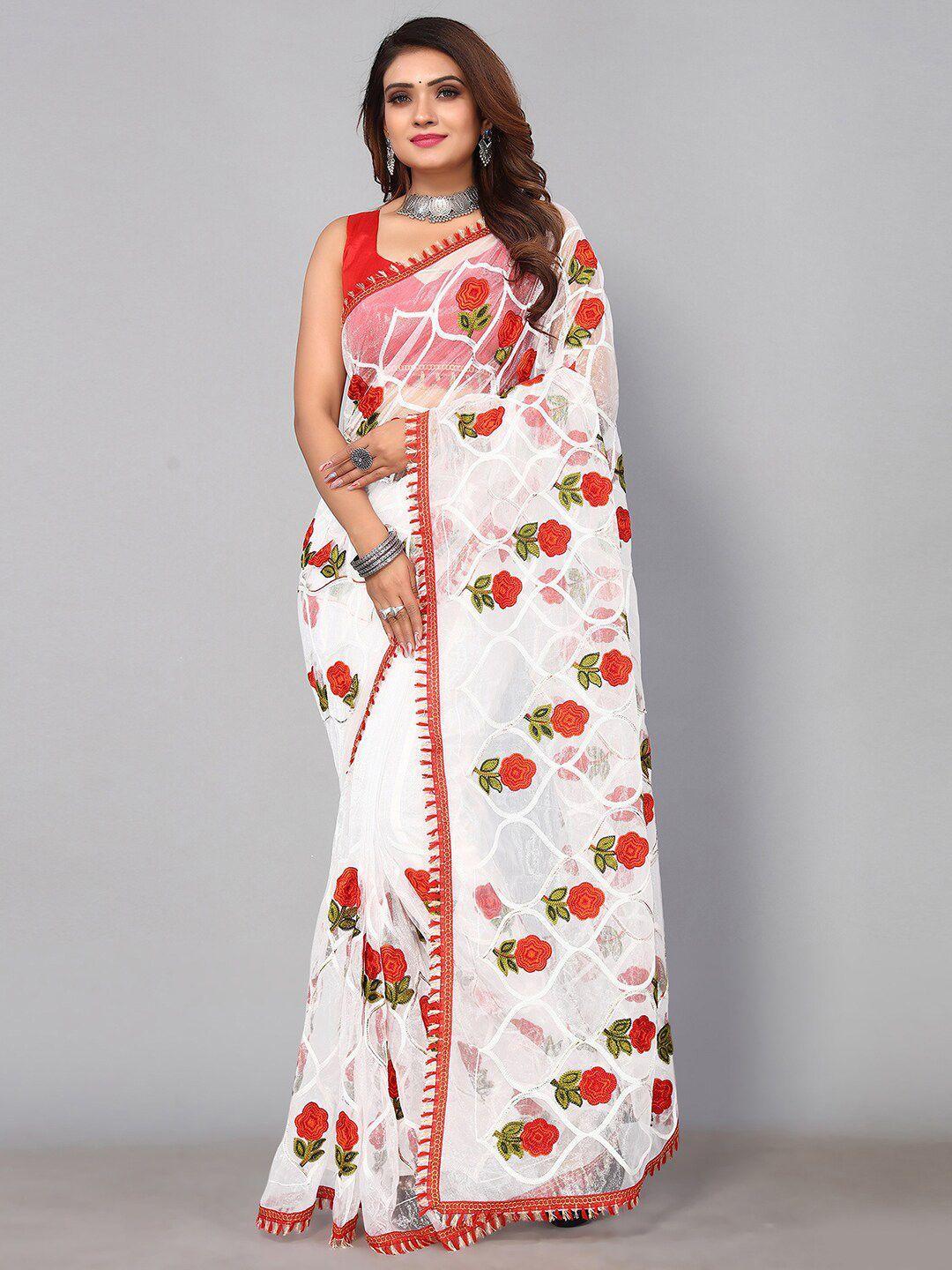 siril floral embroidered saree