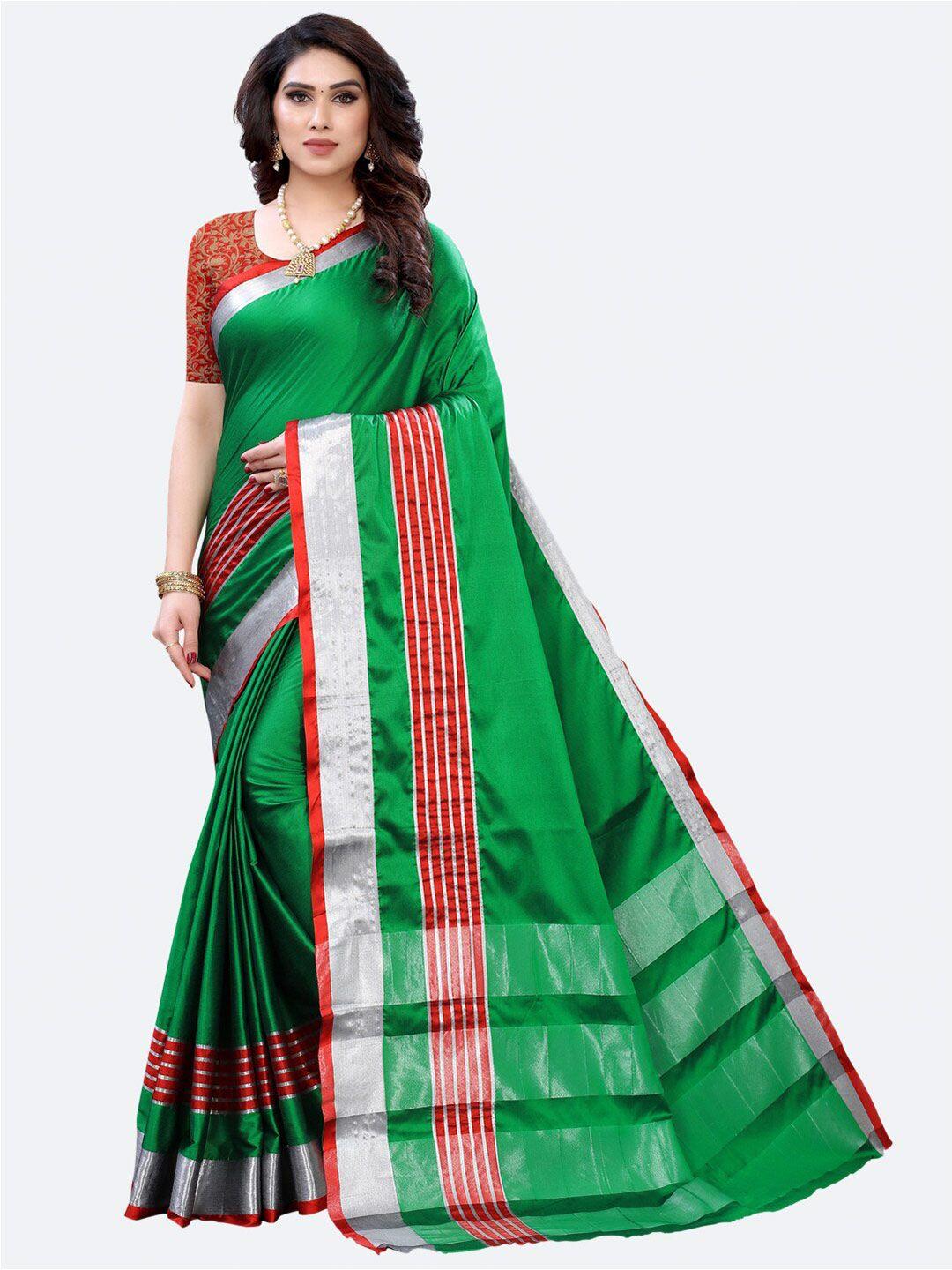 siril green & red zari narayan peth poly silk saree