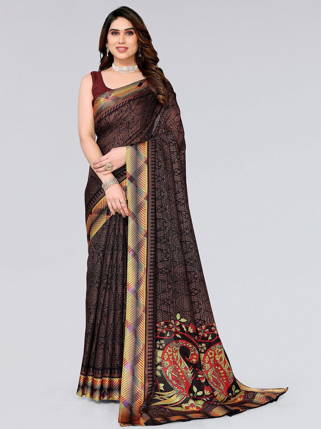 siril paisley printed jute cotton saree