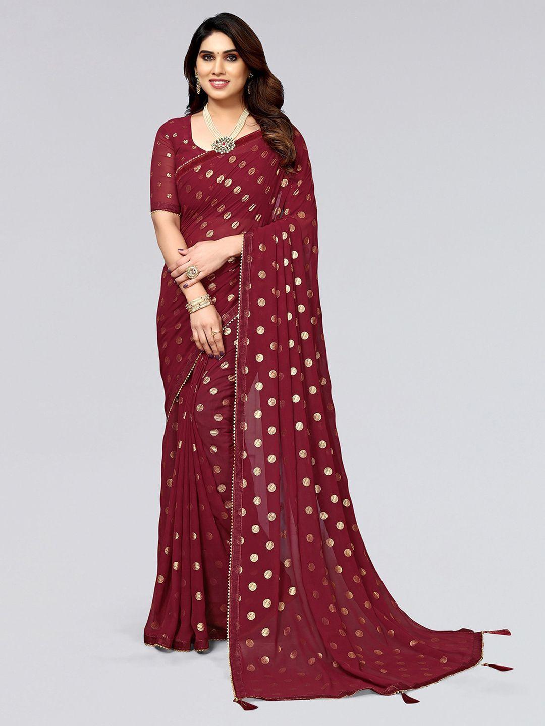 siril polka dots printed gotta patti embellished detail saree