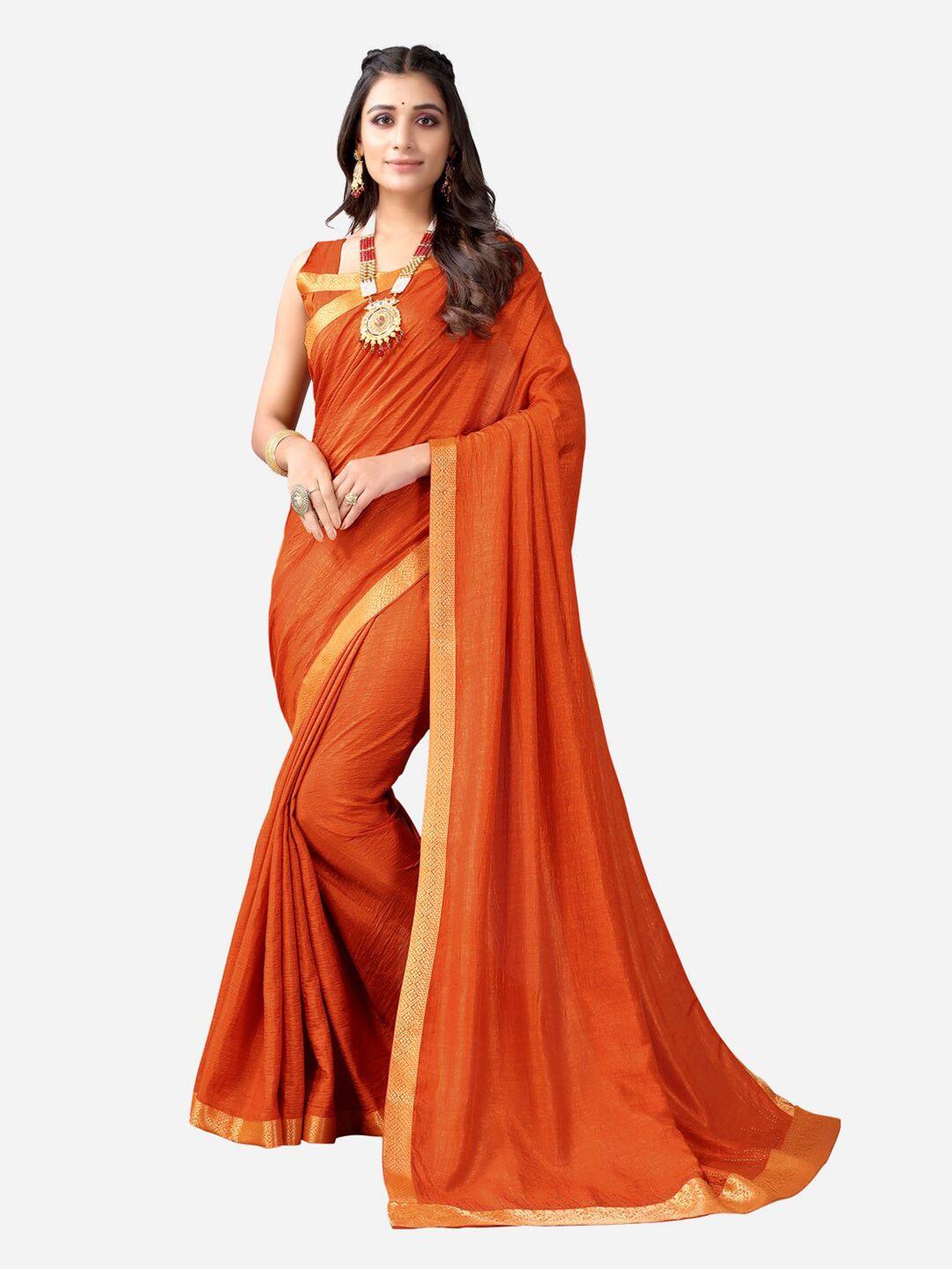 siril rust & gold-toned zari saree