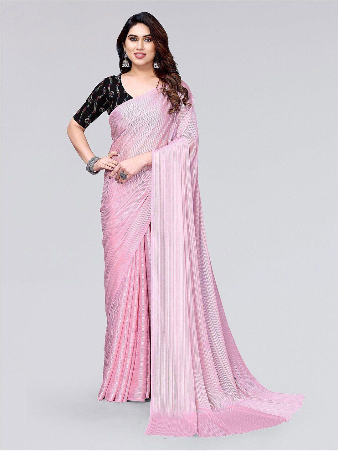 siril striped poly chiffon saree