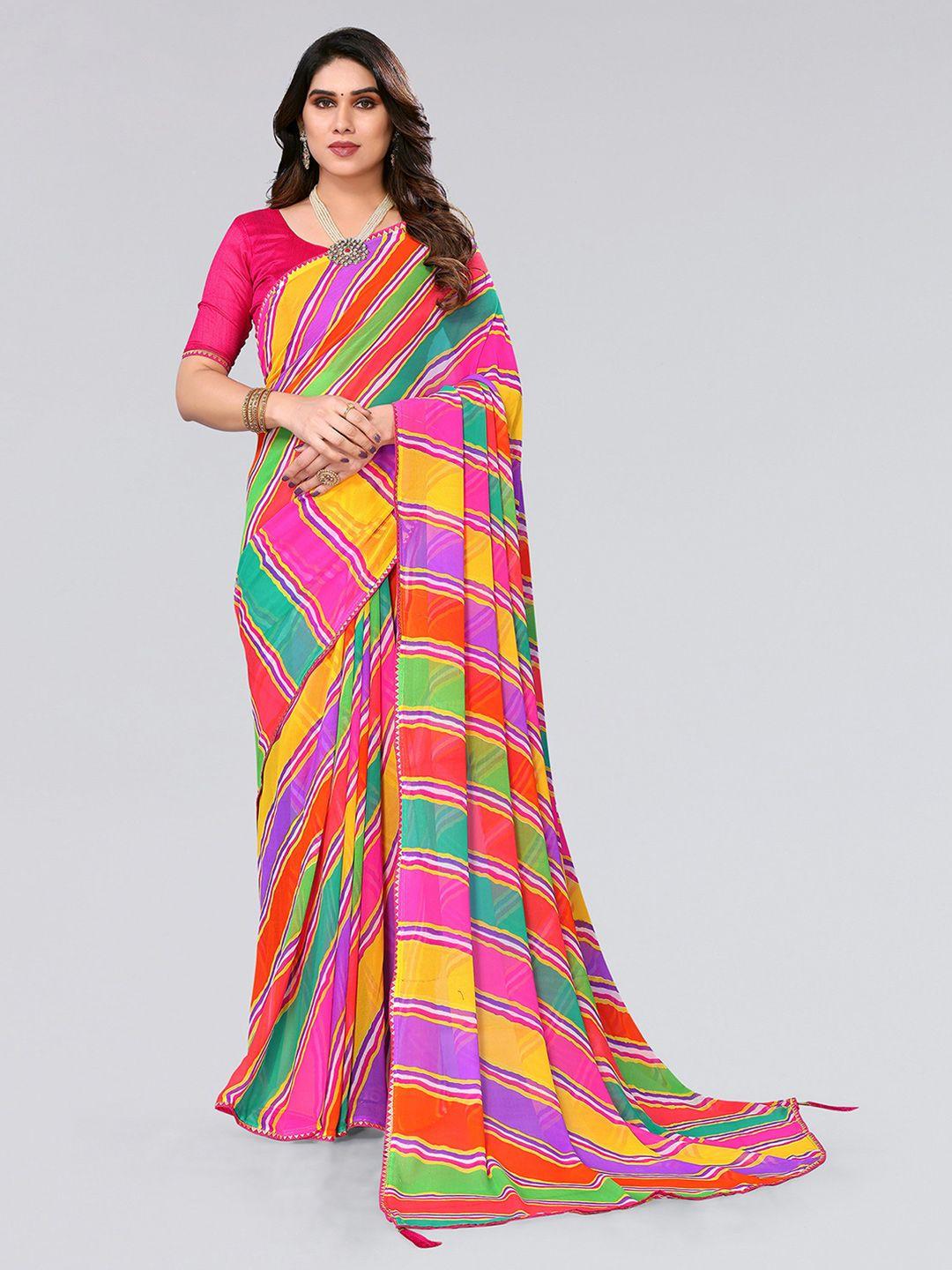 siril striped poly georgette leheriya saree