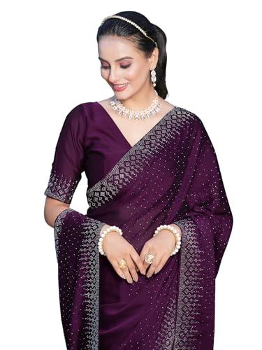 siril women's hot fixing georgette saree with unstitched blouse piece (3186s133_purple)