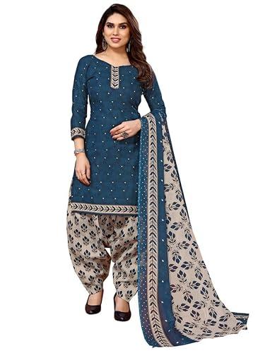 siril women's poly cotton unstitched salwar suit material, 2 mtr printed poly cotton salwar suit with georgette printed dupatta (1196d1393_blue)