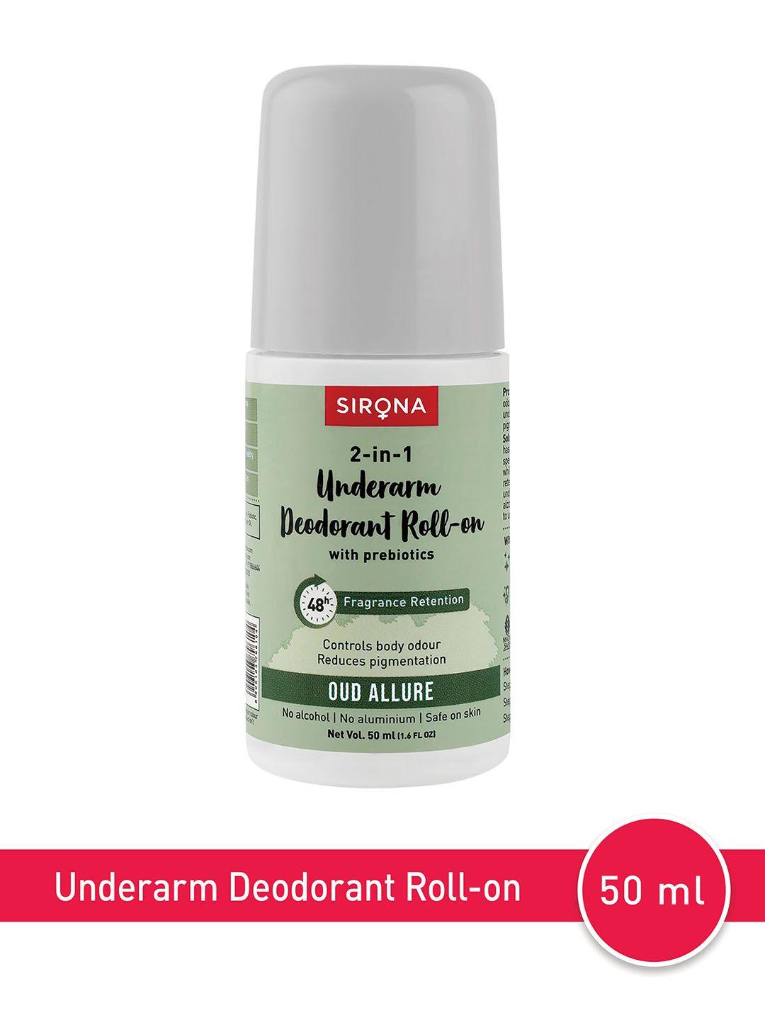 sirona 2-in-1 underarm roll on deodorant with prebiotics 50 ml -  oud allure