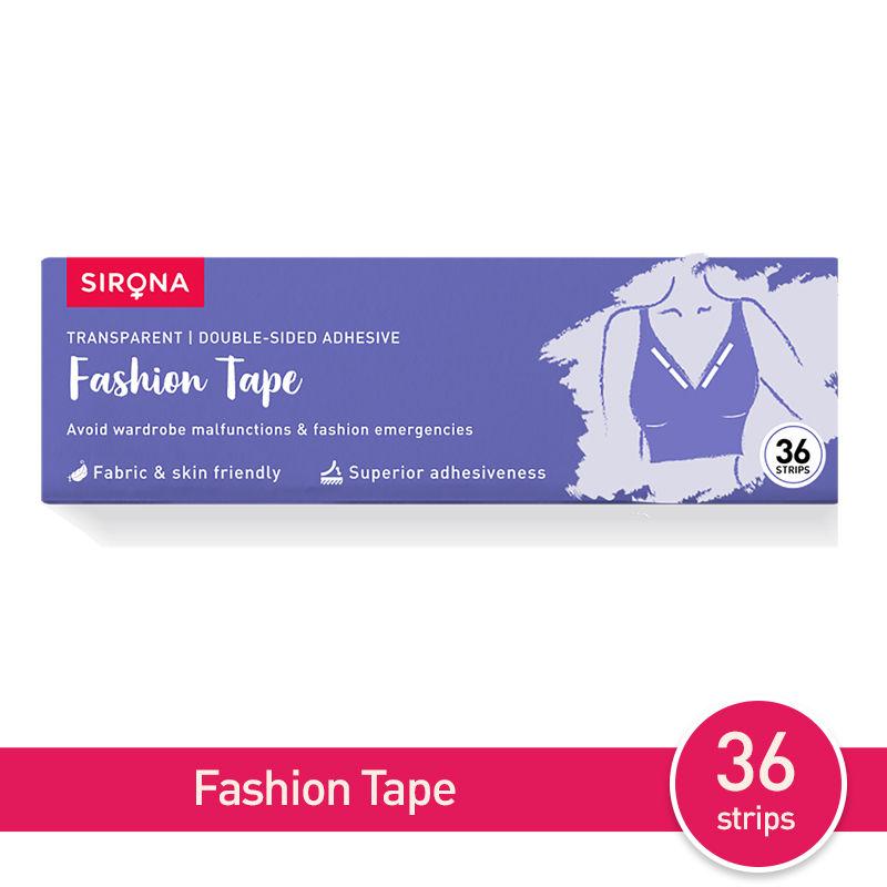 sirona double sided transparent fashion tapes (36 strips), safe on skin, clothes & garments