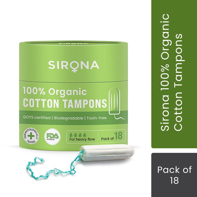 sirona fda approved 100% organic cotton and biodegradable tampons - heavy flow