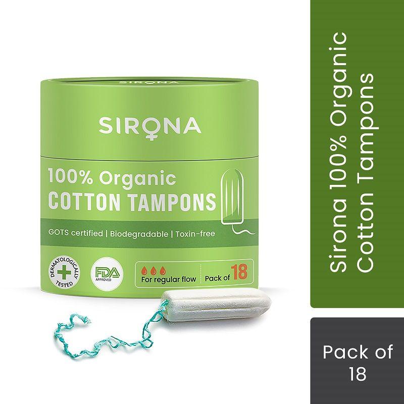 sirona fda approved 100% organic cotton and biodegradable tampons - regular flow