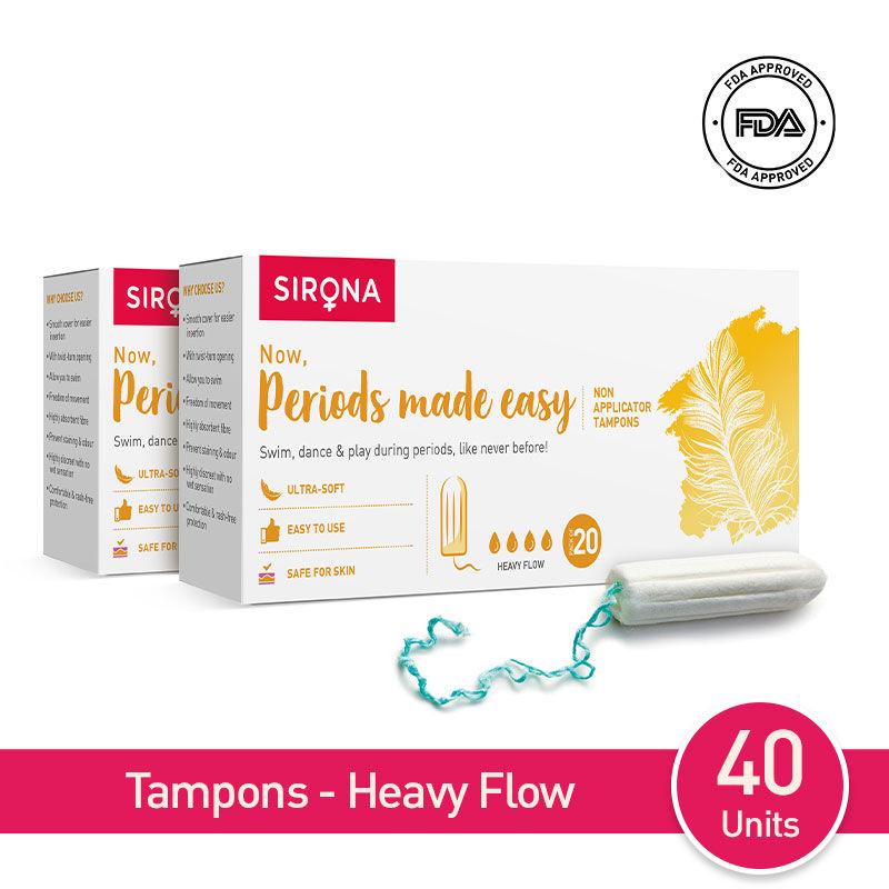 sirona fda approved premium digital tampons - heavy flow (40 tampons)