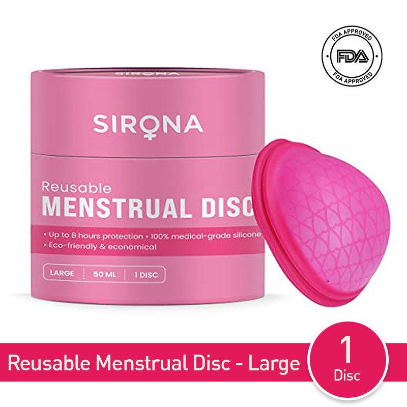 sirona fda approved reusable menstrual cup disc (large size) for women | upto 8 hours protection