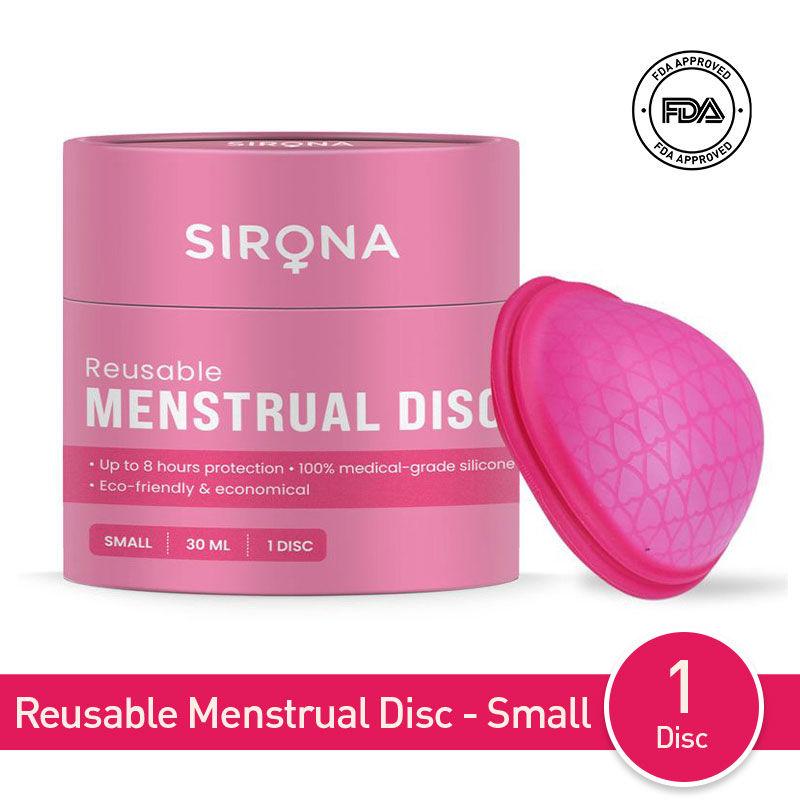 sirona fda approved reusable menstrual cup disc (small size) for women | upto 8 hours protection