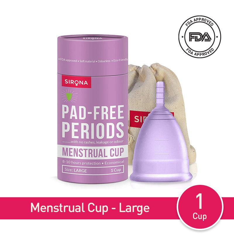 sirona fda approved reusable menstrual cup for women (large size) | protection for up to 8-10 hours