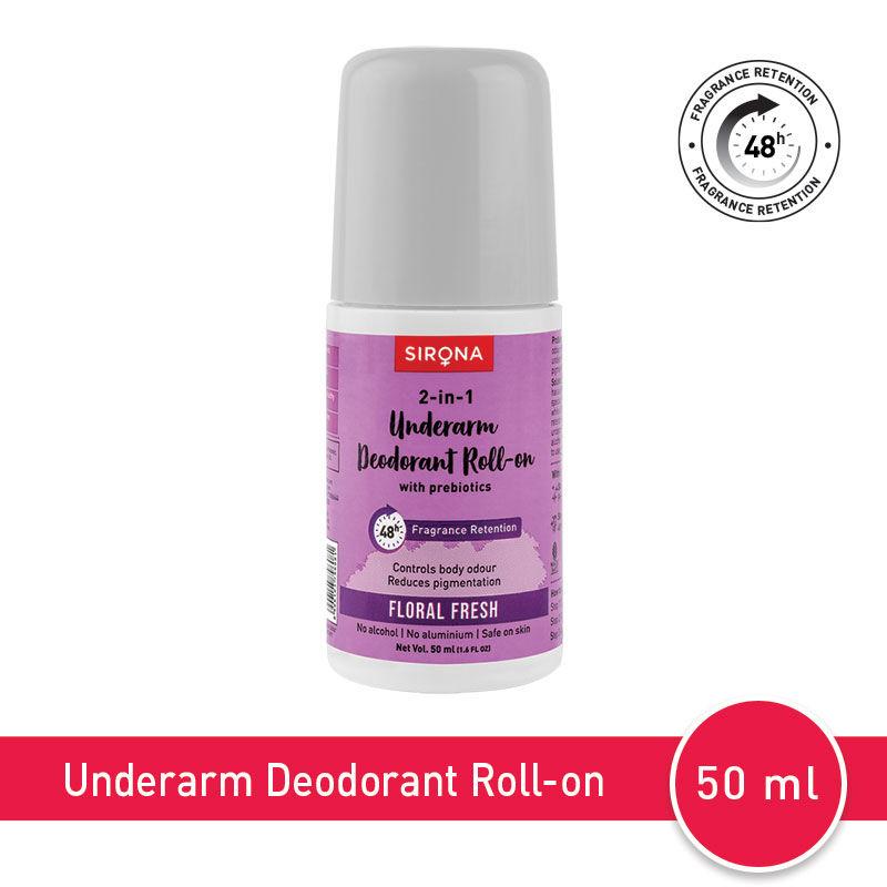 sirona natural underarm deodorant roll on for men & women with prebiotics (floral fresh)
