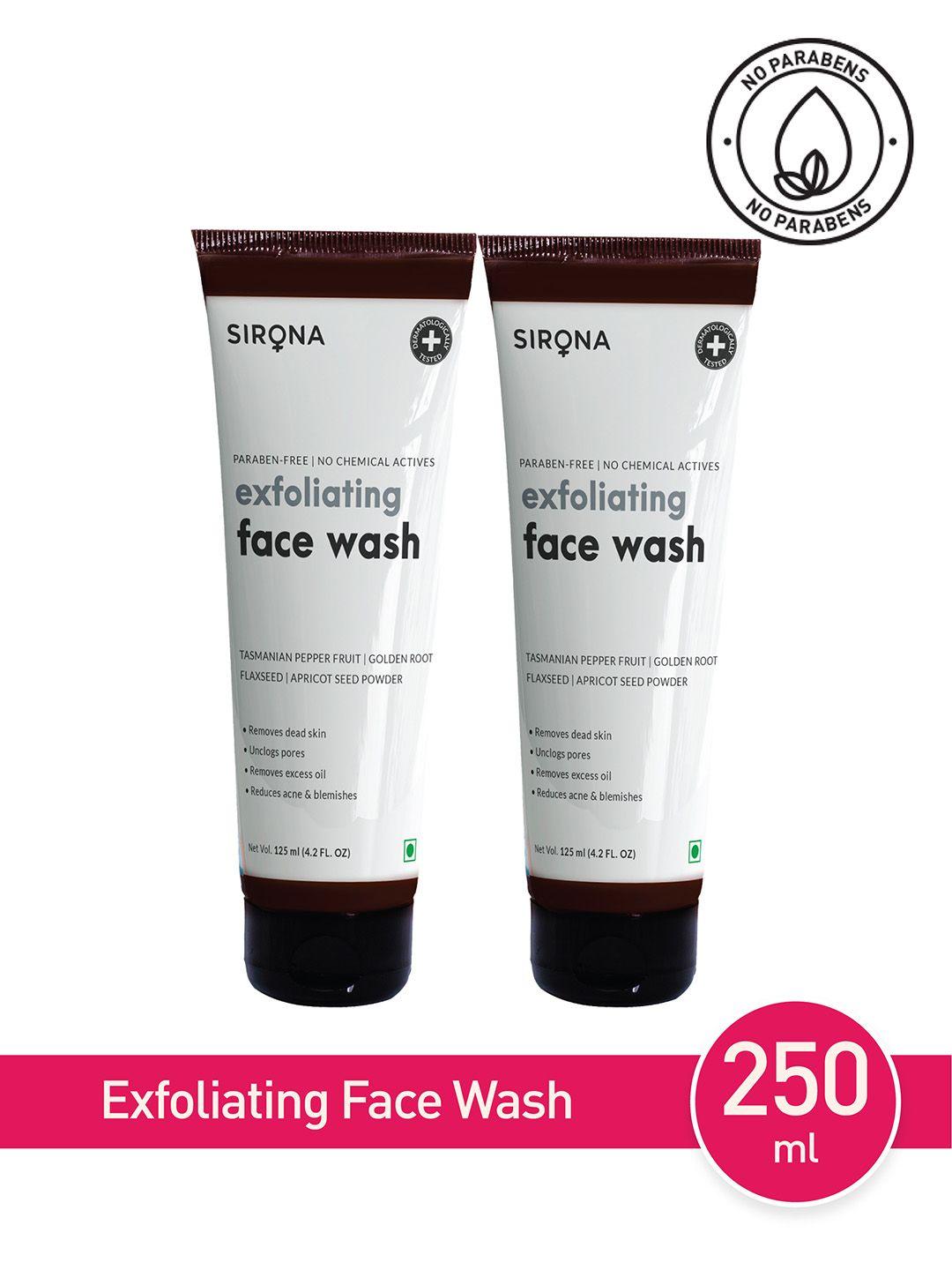 sirona natural unisex set of 2 exfoliating face wash 250 ml each