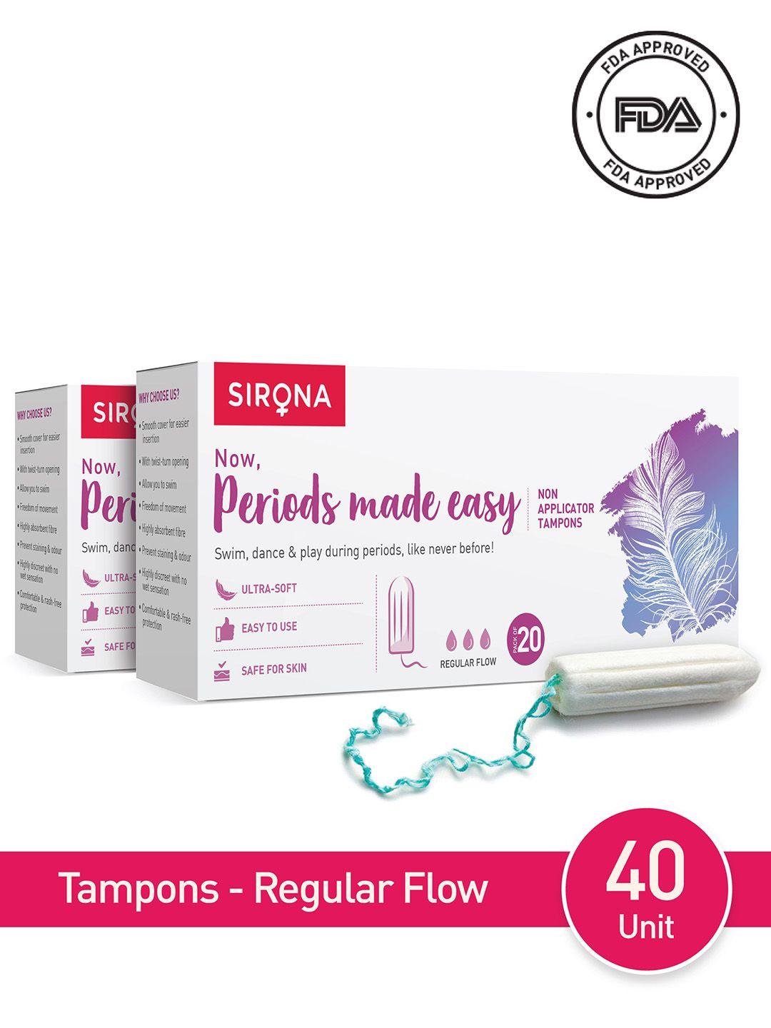 sirona pack of 2 digital tampon regular flow 20 tampon each