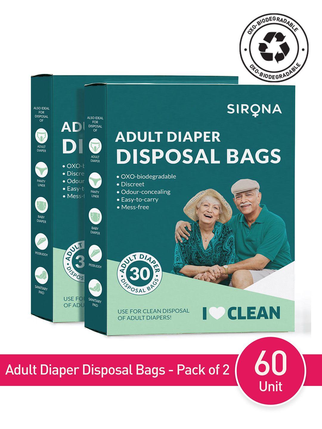 sirona pack of 2 premium diaper disposal bags for adults- 30 bags each